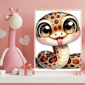 Poster serpent, décoration murale pour chambre de bébé, art mural mignon avec serpent pour chambre d'enfants, beaux amis, art mural pour chambre d'enfants, serpent