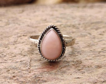 Pink Opal Sterling Silver Ring - Handmade Gemstone Jewelry