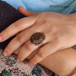 Genuine Ammonite Fossil Ring | 925 Silver Ring | Ammonite Statement Ring | Fossil Ring | Wedding Ring | Women Handmade Ring | Gift For Her