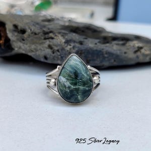 Seraphinite Ring, 925 Sterling Silver Ring, Statement Ring, Women Ring, Promise Ring, Wedding Jewelry, Seraphinite Jewelry, Gift For Her