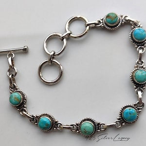 Handmade Kingman Turquoise Silver Bracelet, Adjustable Gemstone Jewelry, Women's Gift Jewelry