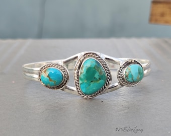 Kingman Turquoise Bangle - 925 Sterling Silver Bangle - Handmade Gemstone Jewelry