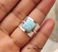 Larimar Ring: Sterling Silver Wide Band, Square Gemstone product logo