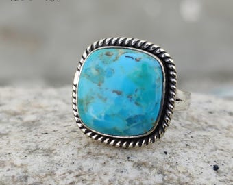 Handmade Kingman Turquoise Ring: 925 Sterling Silver Statement Ring