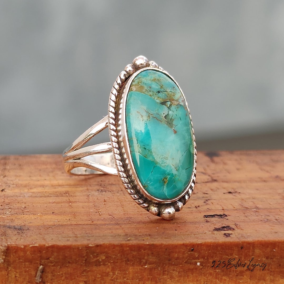Handmade Kingman Turquoise, 925 Sterling Silver Gemstone Ring, Gift for ...
