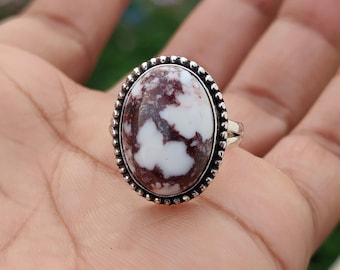 Wild Horse Gemstone Ring: Handmade 925 Sterling Silver Statement Jewelry
