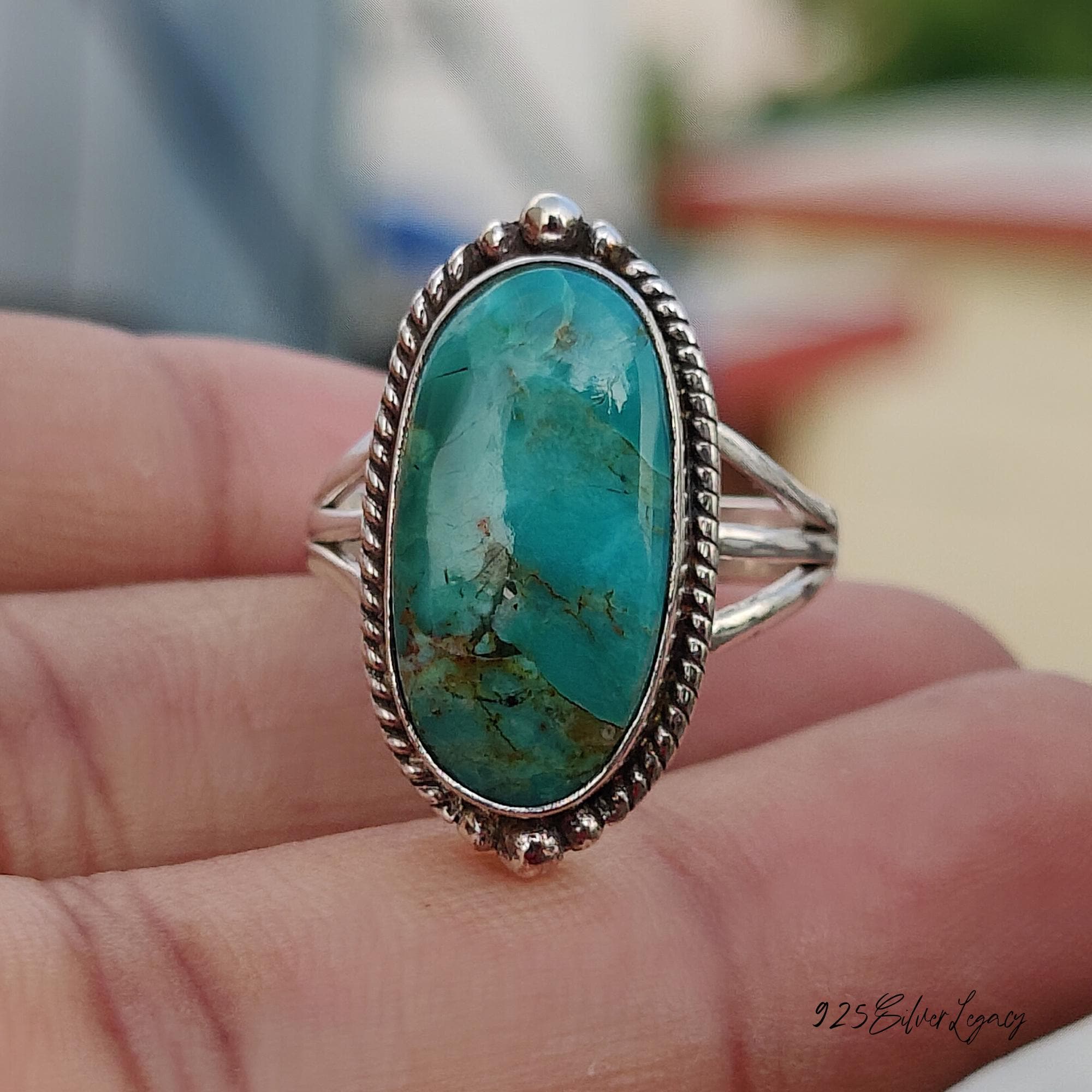 Handmade Kingman Turquoise, 925 Sterling Silver Gemstone Ring, Gift for ...