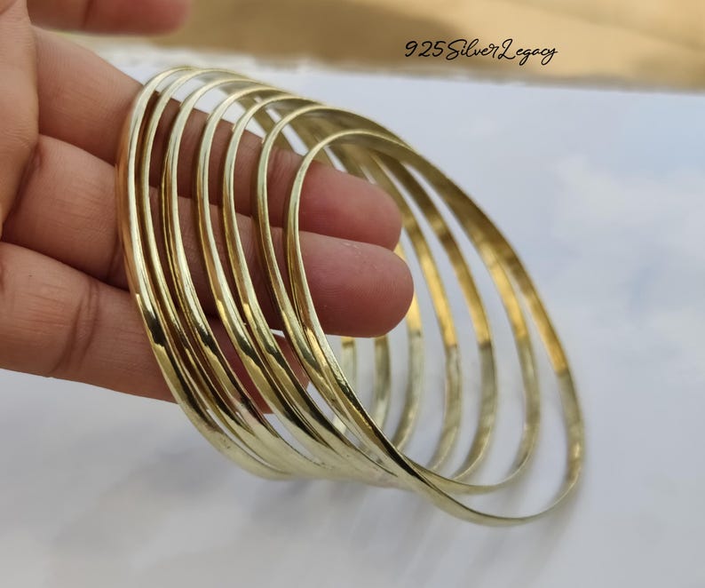 Solid Brass Bangle Set of 7: Boho Stacking Bangles - Etsy