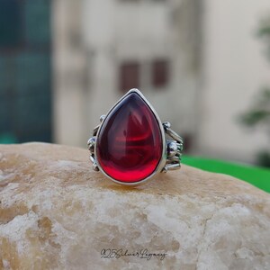 Handcrafted Red Garnet Ring: 925 Sterling Silver, Minimalist Jewelry