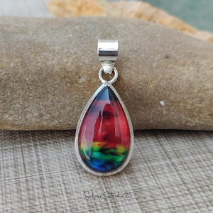 Handmade Ammolite Sterling Silver Pendant Necklace: Statement Jewelry