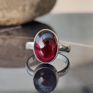 Natural Red Garnet Gemstone Ring, 925 Sterling Silver Ring, Handmade Women's Jewelry