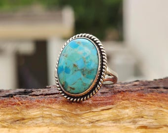 Kingman Turquoise Ring: Handmade 925 Sterling Silver Promise Ring