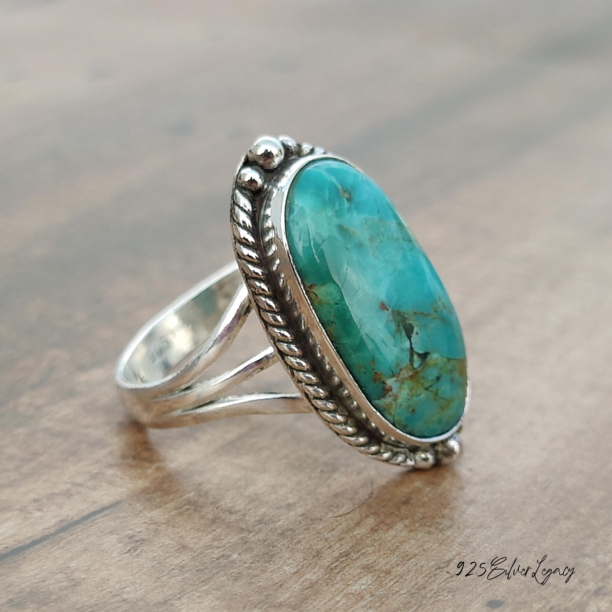 Handmade Kingman Turquoise, 925 Sterling Silver Gemstone Ring, Gift for ...