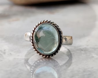 Oval Aquamarine Ring,  Handmade 925 Sterling Silver Statement Jewelry
