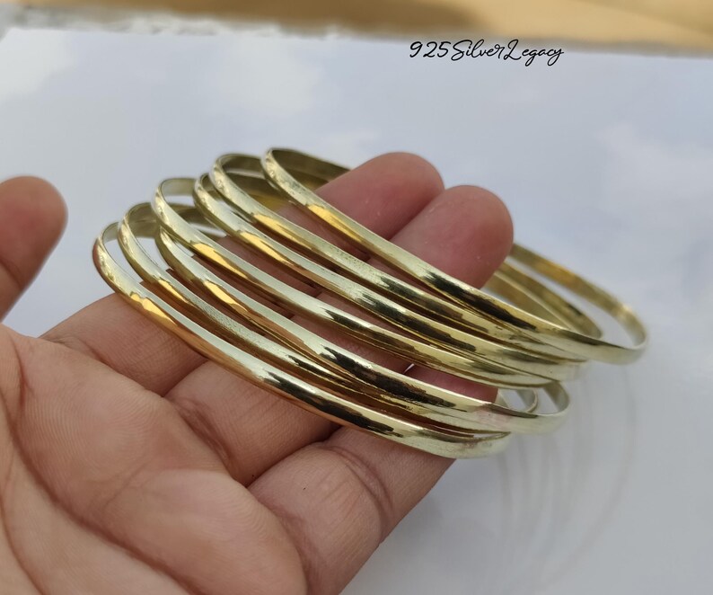 Solid Brass Bangle Set of 7: Boho Stacking Bangles - Etsy