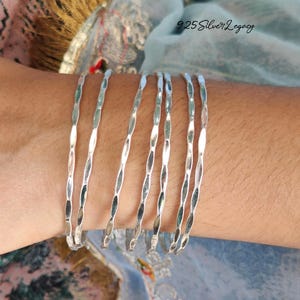 Sterling Silver Hammered Bangle Set Of 7 | Bangle Set For Women | 7 Set Bangle | 7 Day Bangle | Stacking Boho Bangle | Gift 7 Set Bangle