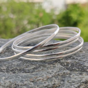 Handmade Sterling Silver Bangle Set 5: Stackable Wrist Bangles