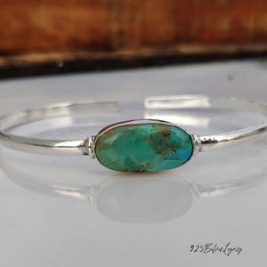Handmade Kingman Turquoise  Bangle* 925 Sterling Silver Bangle* Gift For Christmas