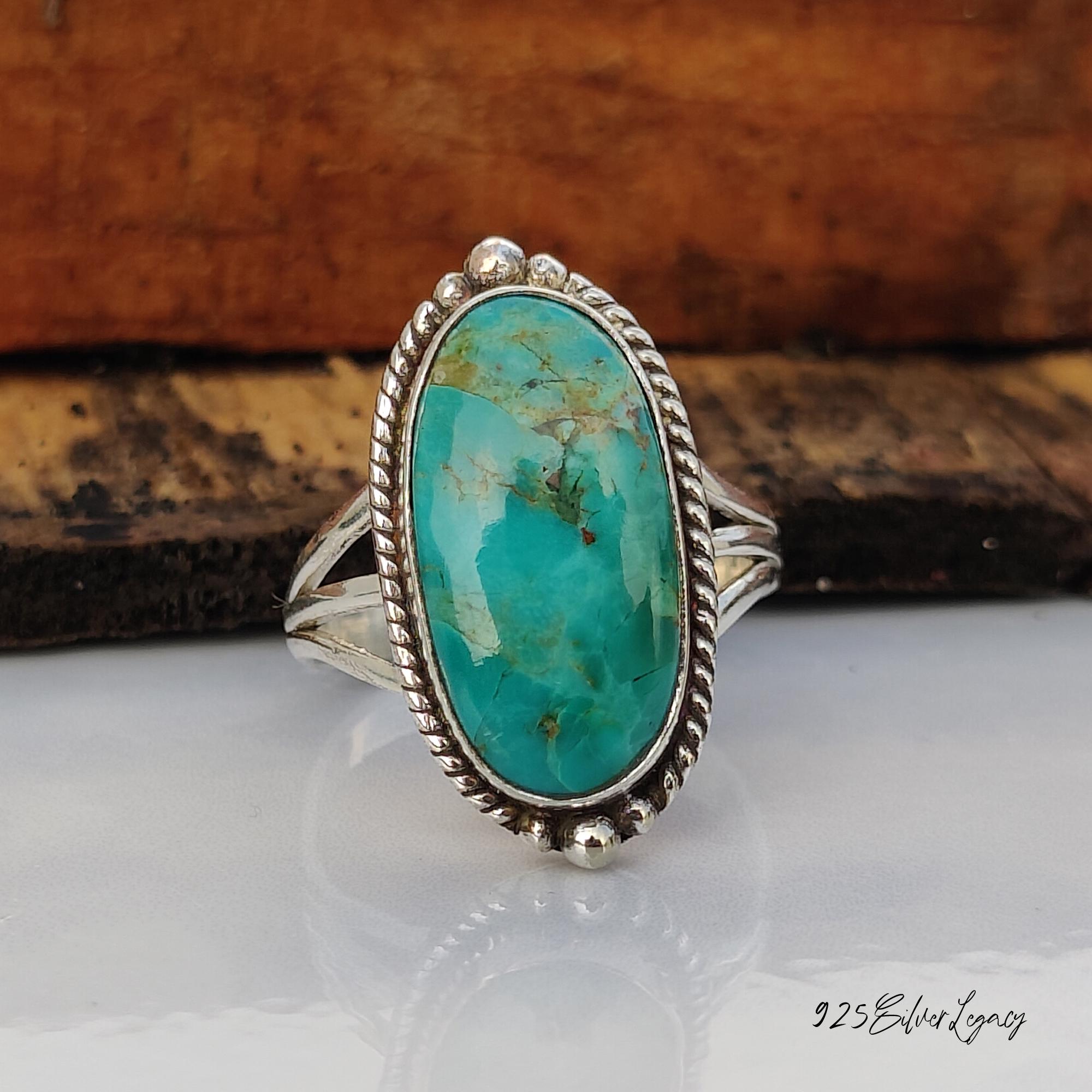 Handmade Kingman Turquoise, 925 Sterling Silver Gemstone Ring, Gift for ...