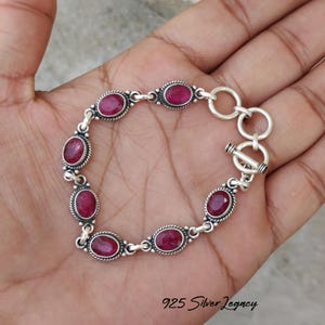 Handmade Ruby 925 Silver Bracelet: Multi Stone Jewelry