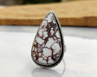 Handmade Wild Horse Jasper Ring: 925 Sterling Silver Boho Jewelry