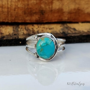 Kingman Turquoise Sterling Silver Ring - Handmade Gemstone Ring