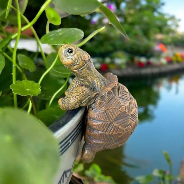 Maceta de resina con forma de tortuga para colgar/Decoración de jardín caprichosa