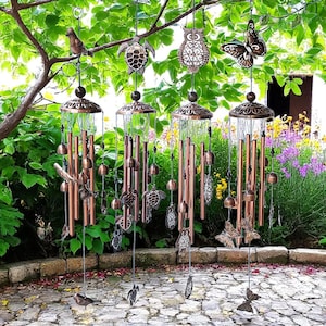 Metal Animals Wind Chimes for Garden | Retro Nordic Style Outdoor Decor | Hanging Yard Art Ornament | Animal Wind Bell Sculpture Gift Idea