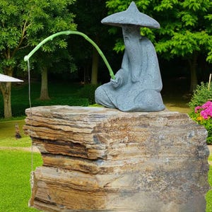 禅の漁師の砂岩彫刻：静謐なアジアの装飾 - Etsy 日本