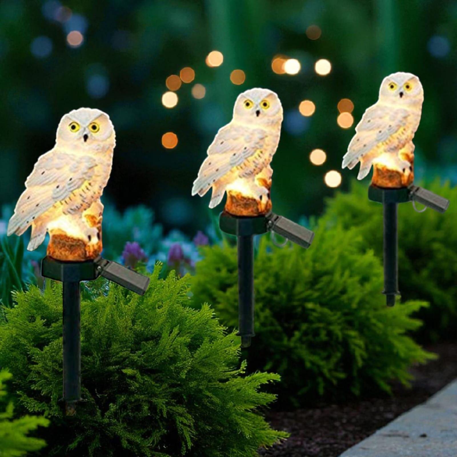 Solar Owl Garden Light: Resin LED Lawn Lamp - Etsy