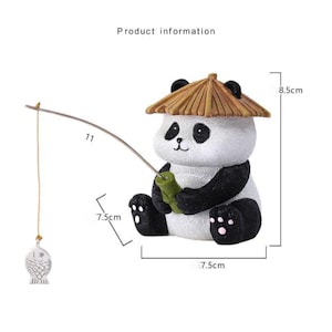 Fishing Panda Garden Statue – Funny Outdoor Panda Figurine on Chair, Whimsical Pond or Yard Decoration, Cute Gift for Garden Lovers