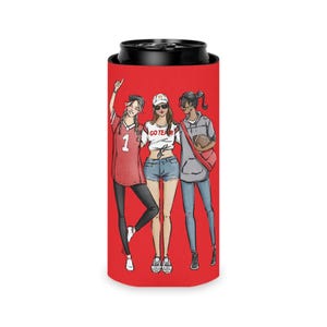Fashion Illustrated Game Day Slim Can Cooler - Red Teams, Tailgating Gift, Sports Fan Gift, Team Koozie, Team Spirit Gift