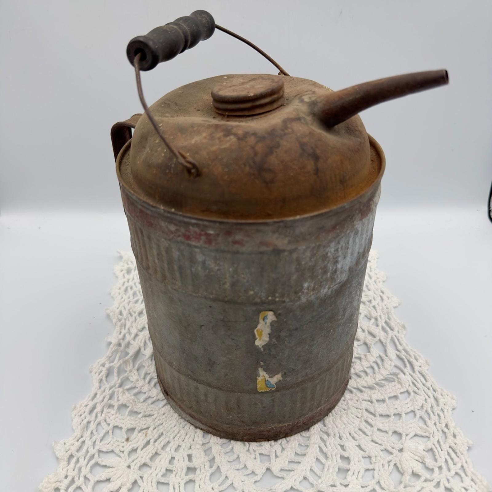 Tanica di benzina/olio zincata d'epoca