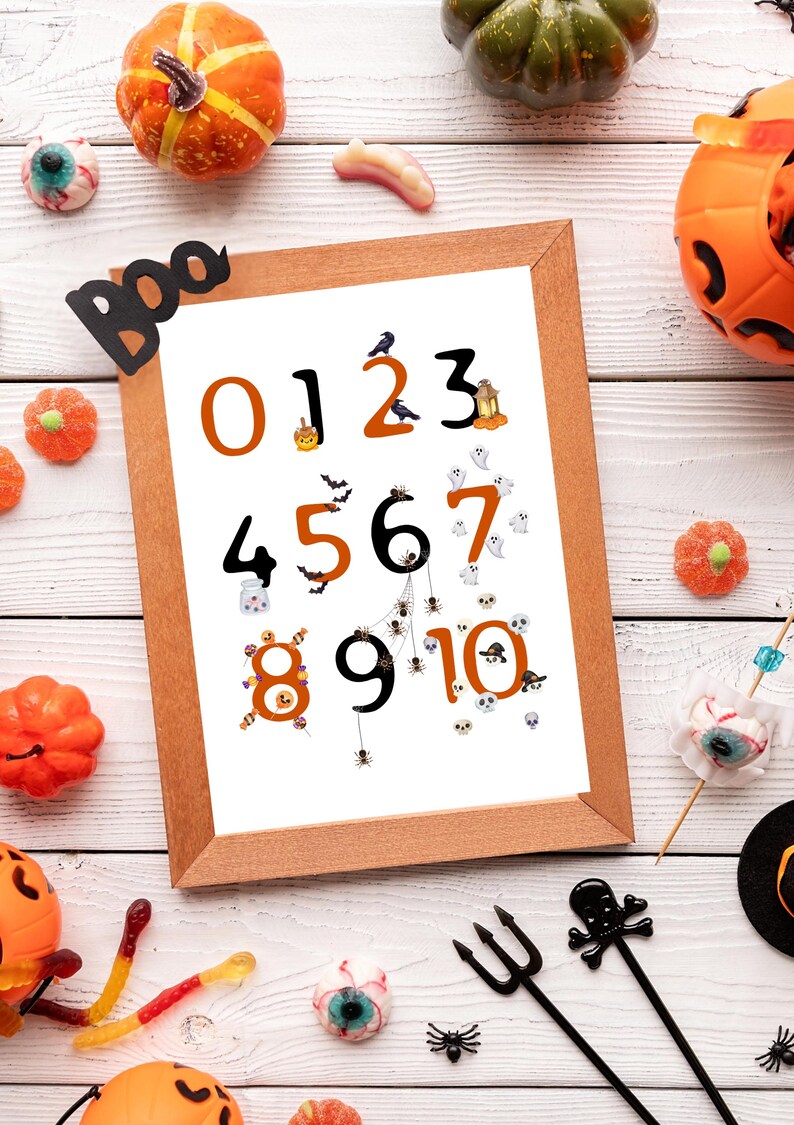 Halloween Number Poster: Watercolor Spooky Kids Decor (digital Download ...