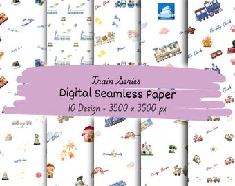 Zug nahtloses Papier | Kinder Fahrzeug Pattern, Scrapbook (Digitaler Download)