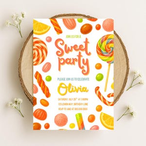 Editable Candy Party Birthday Invitation | Sweet Treats Theme | Digital Kids Birthday Invite Template | Instant Download
