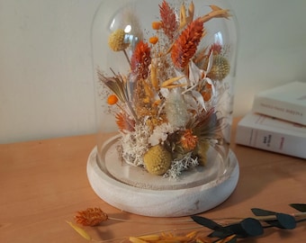 Bloemenklok gemaakt van gedroogde en gestabiliseerde bloemen, aanpasbaar, interieurdecoratie