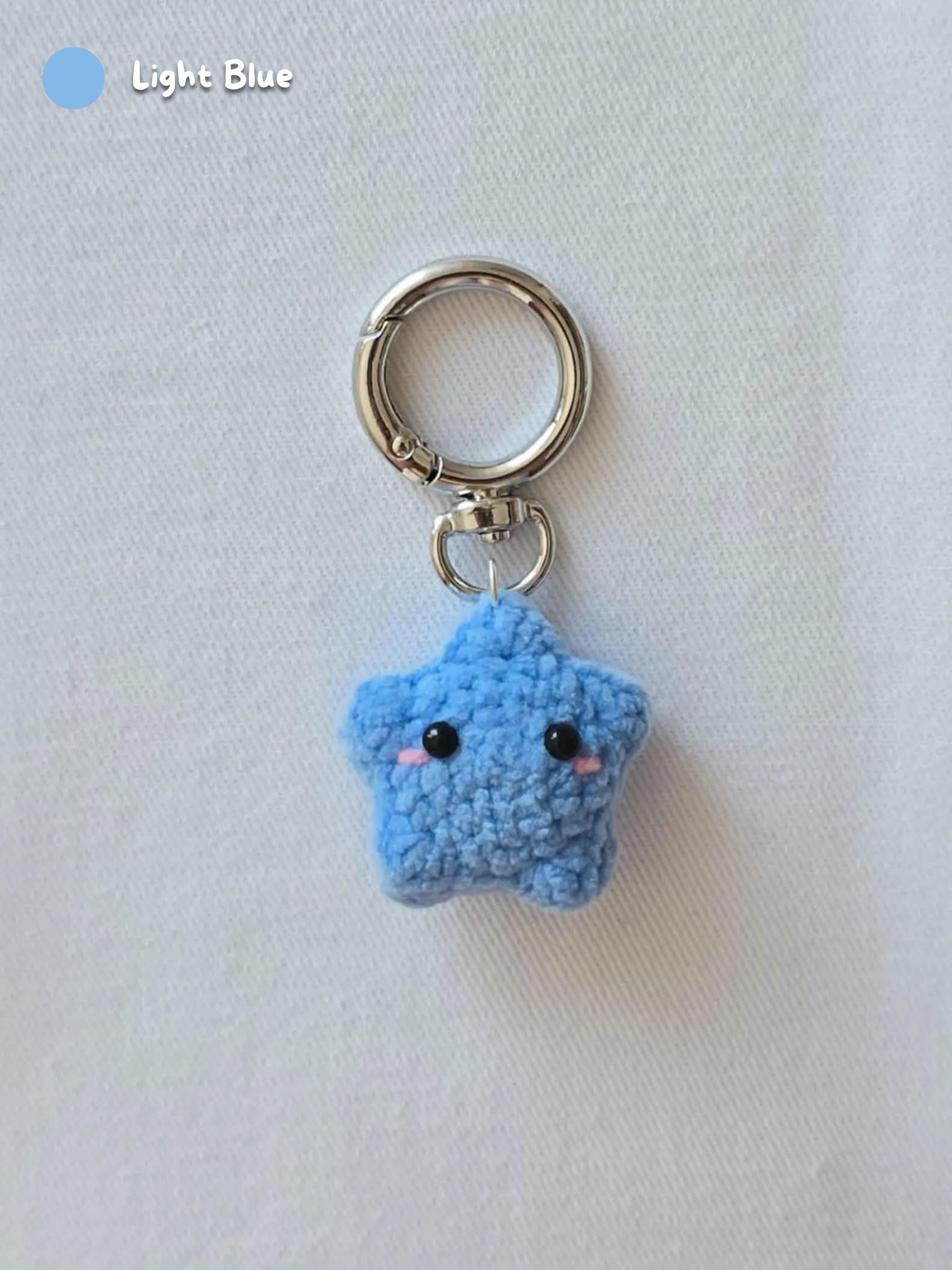 Customizable Matching Moon and Star Crochet Keychains | Celestial