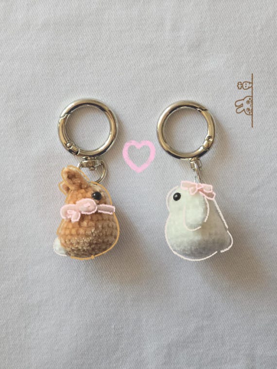 Customizable Crochet Coquette Bunny Keychain | Mini Soft Bunny Plush with Bow | Bag Charm