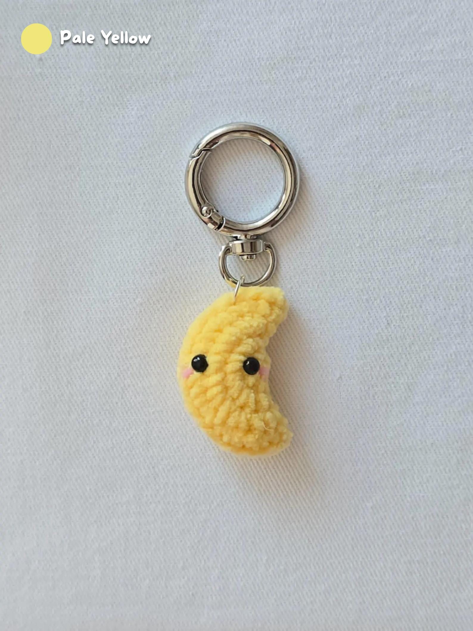 Customizable Matching Moon and Star Crochet Keychains | Celestial
