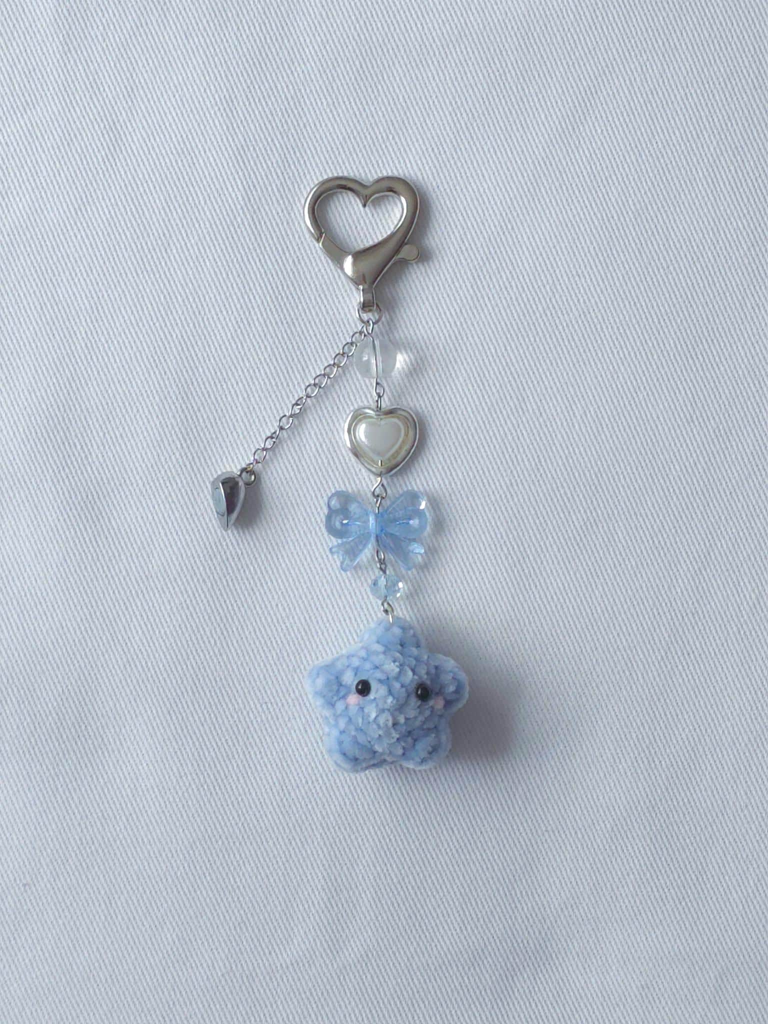 Custom Matching Moon & Star Beaded Crochet Keychains | Magnetic