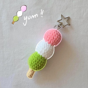 Customizable Crochet Kawaii Dango Keychain | Handmade Japanese Dessert Plush Bag Charm