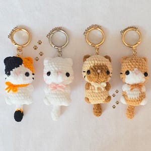 Customizable Crochet Cat Keychain Plush: Siamese, Tabby, Calico, or Tuxedo | Small Kitty Bag Charm
