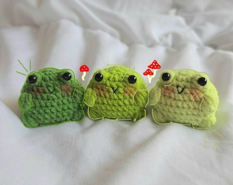Aanpasbare gehaakte minikikkersleutelhanger | Mollig Cottagecore-pluche | Squishy speelgoedzakformaat | Tashanger