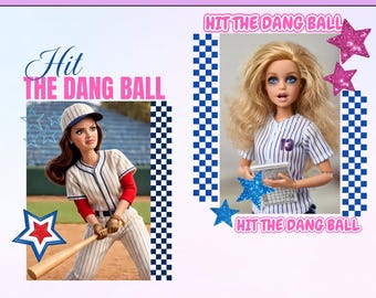 Hit The Dang Ball Baseball Mom Png, Game Day Softball Png, Distressed Doll Face Meme, Baseball Mom Shirt Design, Funny Crying Doll Meme PNG
