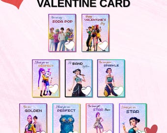 Kpop Valentine Cards, Demon Hunters Theme, Huntrix Valentine Bundle (PDF Download)