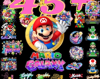 45+ Super Mario Galaxy PNG Bundle | Mario and Friends Clipart Video Game Adventure Shirt Design, Cartoon Galaxy Team PNG, Instant Download
