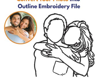 Custom Photo to Outline Line Art Embroidery Design – Personalized Machine Embroidery Pes Dst Jef