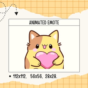 Cute Cat Holding Heart GIF – Animated Love Emote for Twitch, Discord, Chat Reactions & Stream Overlays