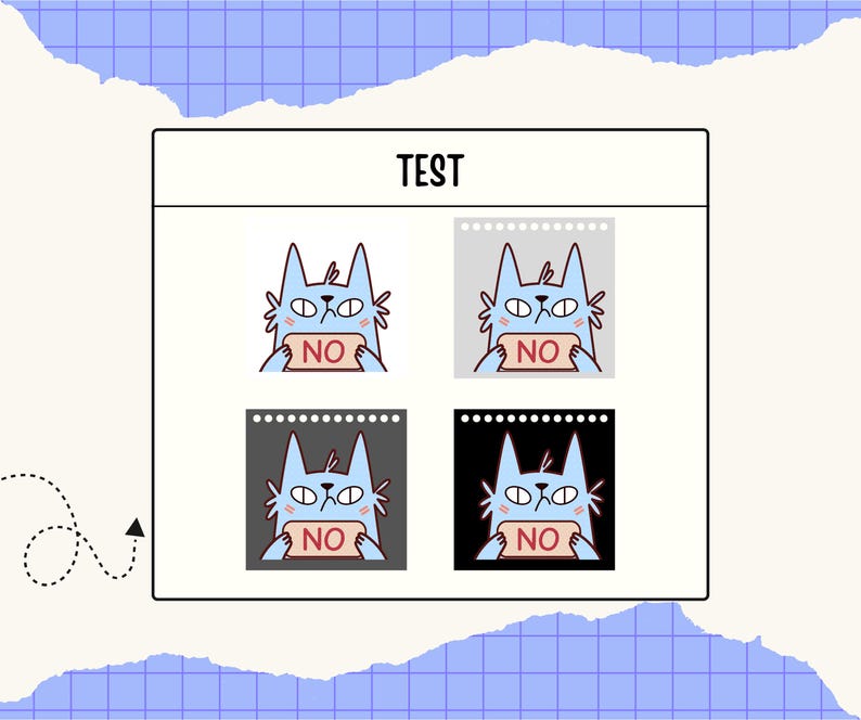 Grumpy Blue Cat “no” GIF Funny Meme Sticker for Twitch, Discord, Chat(00)